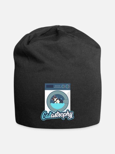 Cat in the washing machine - Jersey Beanie - black