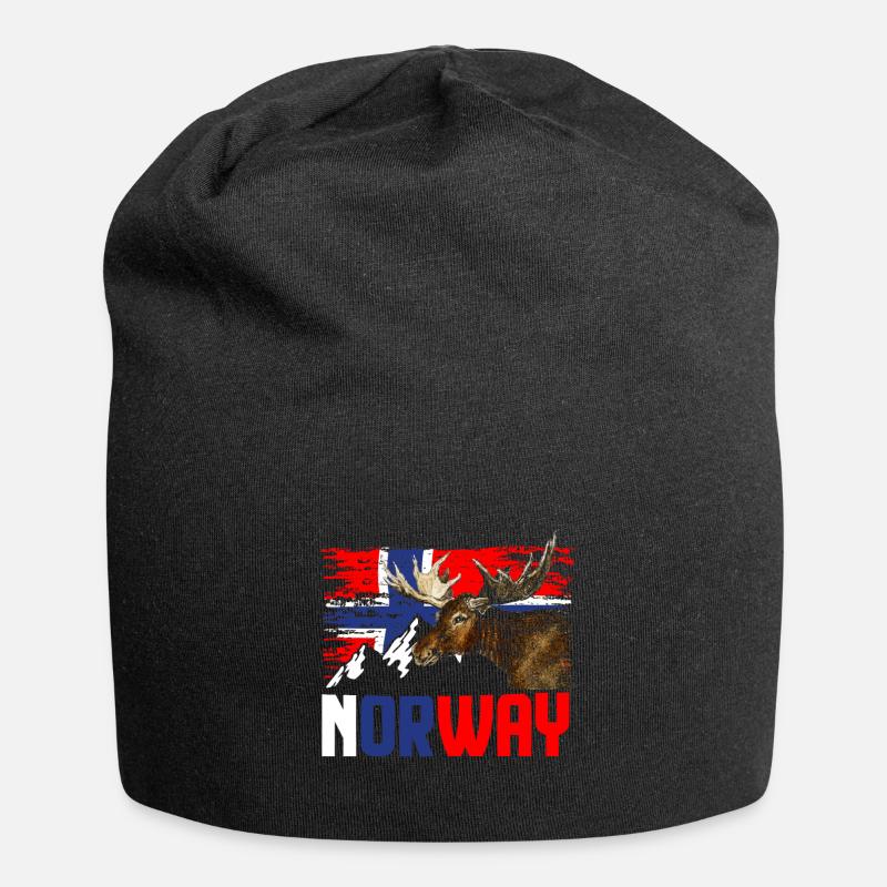 Norwegen Elch - Jersey-Beanie - Schwarz
