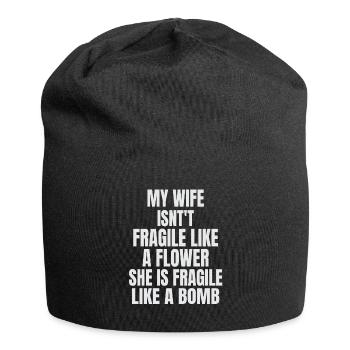 My Wife Flower Bomb Saying Funny Gift Joke - Jersey Beanie - black - Front