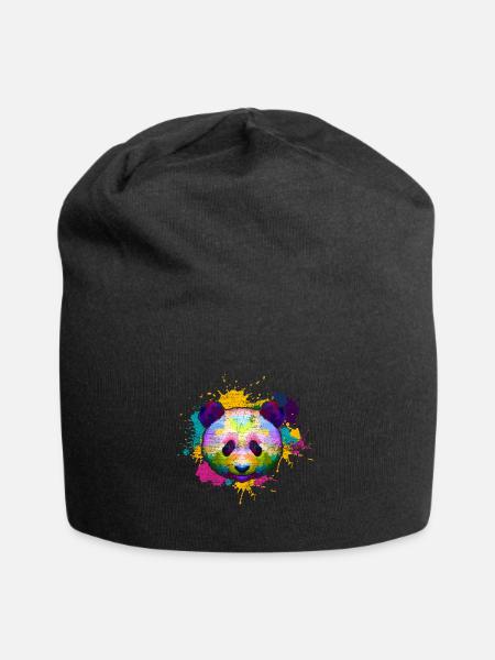 Panda Asien - Jersey-Beanie - Schwarz