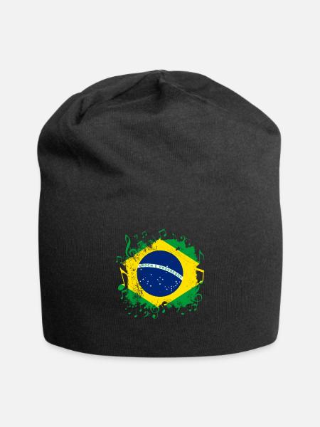 Brésil Drapeau Musique - Bonnet en jersey - noir