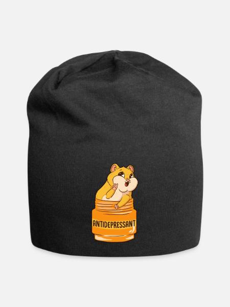 Meerschweinchen Hamster Medizin Happy Pills - Jersey-Beanie - Schwarz