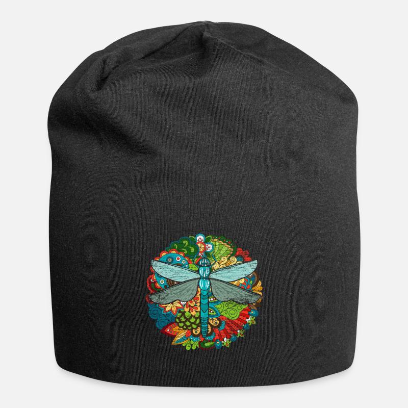 Libelle Insekten - Jersey-Beanie - Schwarz