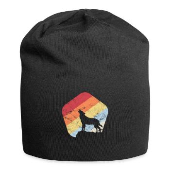 Wolf Full Moon Howling Mystic Vintage Forest Gift - Jersey Beanie - black - Front
