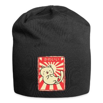 Kawaii Anime Manga Cat Cats Retro Gift - Jersey Beanie - black - Front