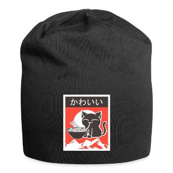 Kawaii Anime Manga Cat Cats Ramen Gift - Jersey Beanie - black - Front