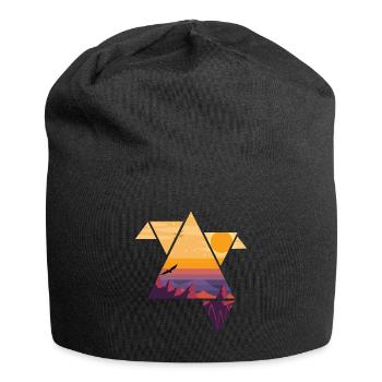 Origami Paysage montagneux abstrait - Bonnet en jersey - noir - Devant
