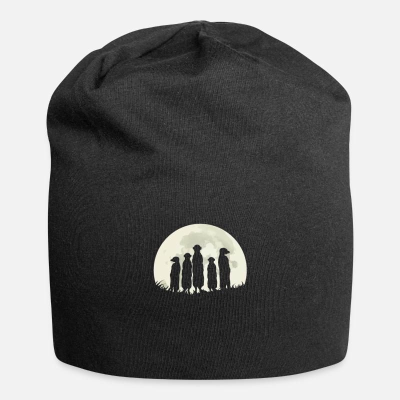 Erdmännchen Mond - Jersey-Beanie - Schwarz