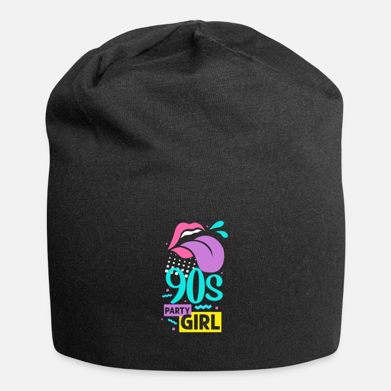 90er Jahre - Jersey-Beanie - Schwarz