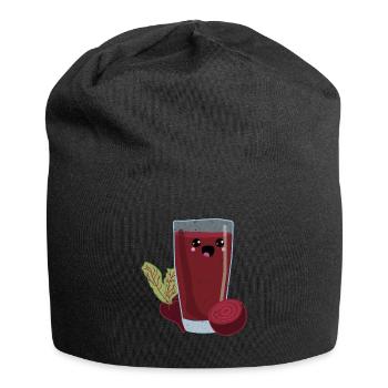 Beetroot juice with kawaii illustration - Jersey Beanie - black - Front