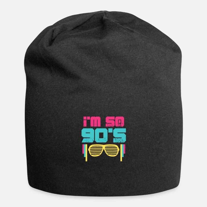 90er Jahre - Jersey-Beanie - Schwarz