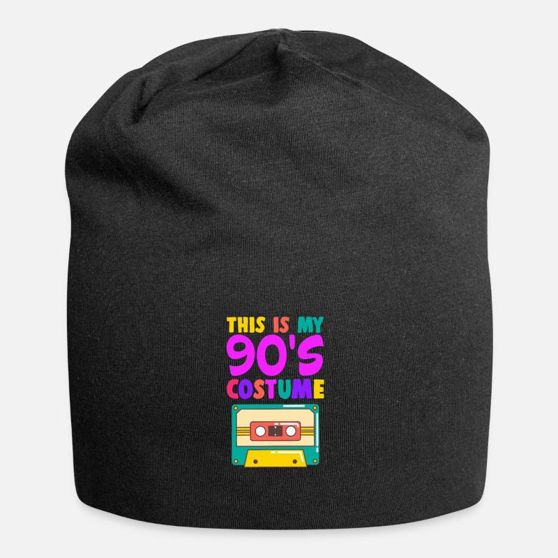 90er Jahre - Jersey-Beanie - Schwarz