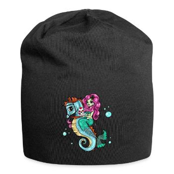 Skelett Meerjungfrau Seepferdchen Sugar Skull - Jersey-Beanie - Schwarz - Vorne