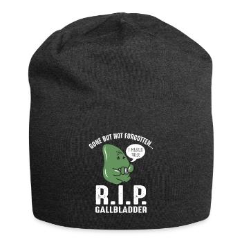 Die Gallenblase ist weg, aber nicht vergessen. - Jersey-Beanie - Anthrazit - Vorne