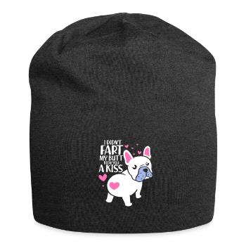 Französische Bulldogge - Jersey-Beanie - Anthrazit - Vorne