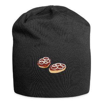 Mettbrötchen T-Shirt Mettbrot mit Zwiebeln lustig - Jersey-Beanie - Schwarz - Vorne