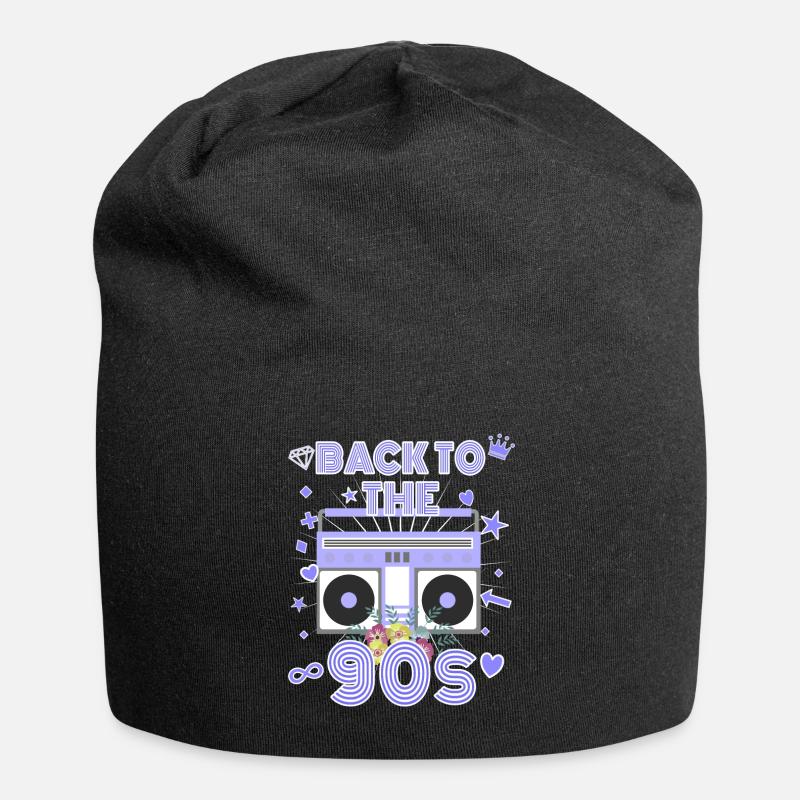90er Jahre - Jersey-Beanie - Schwarz