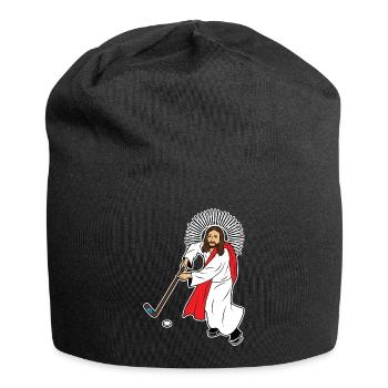 Jesus Christus Hockey Eishockey Team Sport Freak - Jersey-Beanie - Schwarz - Vorne