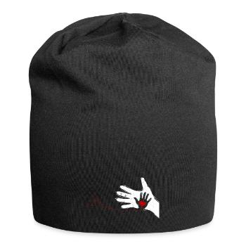 Father and Child Hands Heartbeat Gift - Jersey Beanie - black - Front