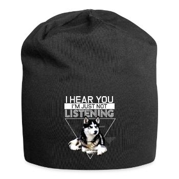 Siberian Husky Besitzer Geschenk Design - einfach nicht - Jersey-Beanie - Schwarz - Vorne