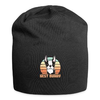 Französische Bulldogge - Jersey-Beanie - Schwarz - Vorne