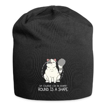 Fat cat round shape fat fluffy kitten - Jersey Beanie - black - Front