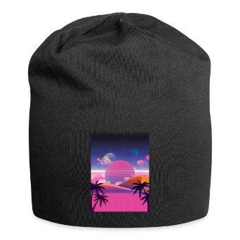 Vaporwave Beach - Jersey Beanie - black - Front