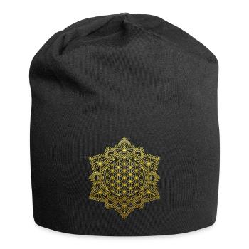 Fleur de vie Géométrie sacrée en or - Bonnet en jersey - noir - Devant
