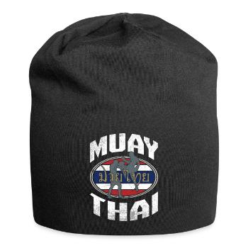 Drapeau thaïlandais de kickboxing - Bonnet en jersey - noir - Devant