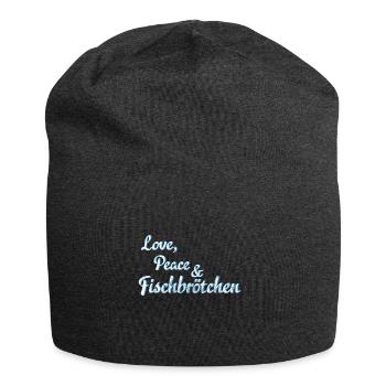 Love, Peace und Fischbrötchen - Jersey-Beanie - Anthrazit - Vorne