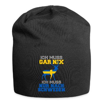 Ich Muss Gar Nichts Ich Muss Nur Nach Schweden - Jersey-Beanie - Schwarz - Vorne