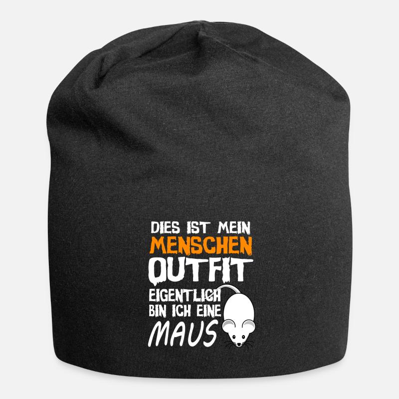 Maus Mäuse Outfit Spruch Kostüm Geschenk - Jersey-Beanie - Schwarz