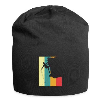 Vintage Klettern Kletterer Felsen Berge Geschenk - Jersey-Beanie - Schwarz - Vorne