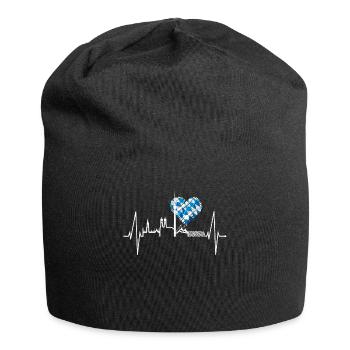 Munich Skyline Heartbeat Bayern Fan Blue Flag - Jersey Beanie - black - Front