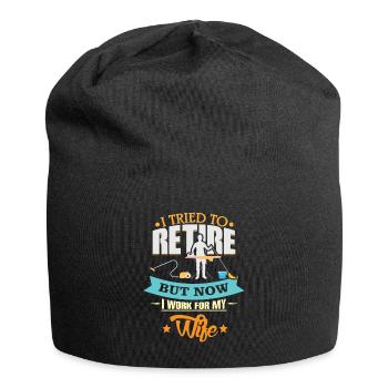 Husband Retired Work for Wives - Jersey Beanie - black - Front