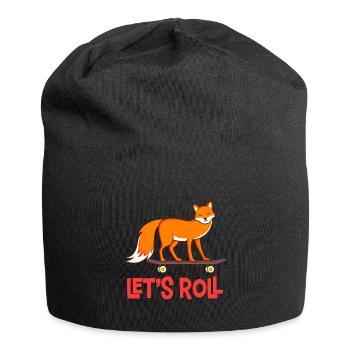 Fuchs auf Skateboard - Jersey-Beanie - Schwarz - Vorne
