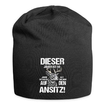 Jäger 50 Geburtstag Lustiger Spruch - Jersey-Beanie - Schwarz - Vorne