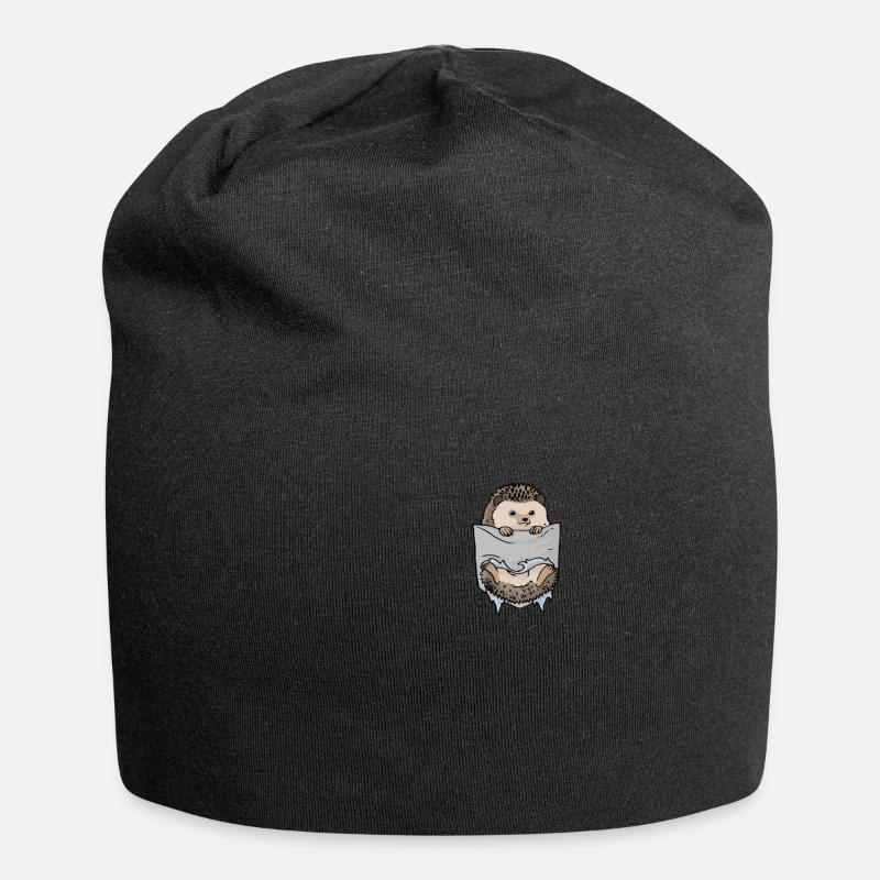 Igel in der Brusttasche Lustiges Igel Geschenk - Jersey-Beanie - Schwarz