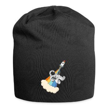 Astronaut rock n roll space rocket guitar - Jersey Beanie - black - Front
