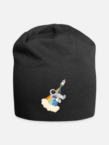 Astronaut Rock n Roll Raumfahrt Rakete Gitarre - Jersey-Beanie - Schwarz