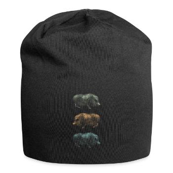 Retro Schwein Wildschwein Keiler Geschenk - Jersey-Beanie - Schwarz - Vorne
