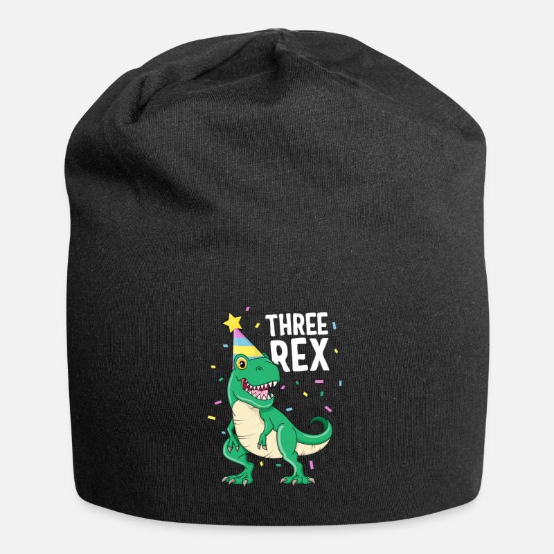 Drei Rex 3. Geburtstagskind TRex Dinosaur Party - Jersey-Beanie - Schwarz