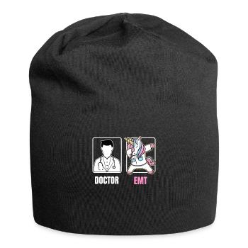 EMT Dabbing Unicorn Funny Boring Doctor Quote Fun - Jersey Beanie - black - Front