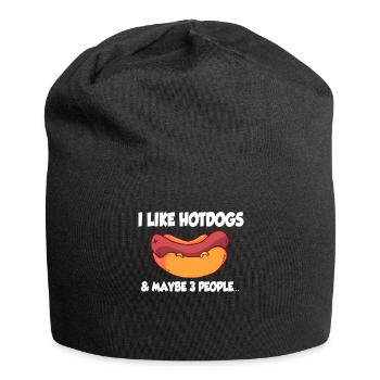 Cadeau de restauration rapide moutarde saucisses saucisses Hotdog - Bonnet en jersey - noir - Devant