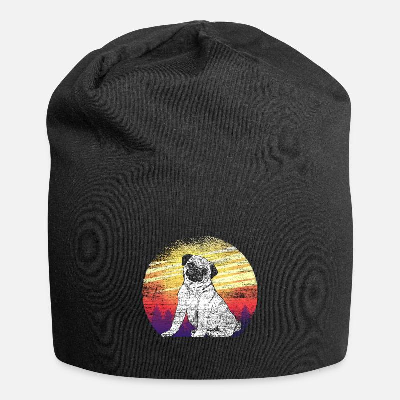 Mops - Jersey-Beanie - Schwarz