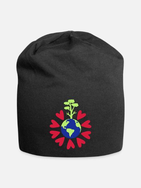 Liebe unseren Planeten Erde - Jersey-Beanie - Schwarz