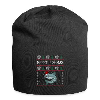Merry Fishmas Anglershirt Wels Christmas - Jersey Beanie - black - Front