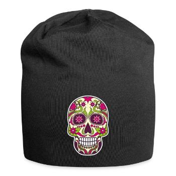 Masque de crâne en sucre - Bonnet en jersey - noir - Devant