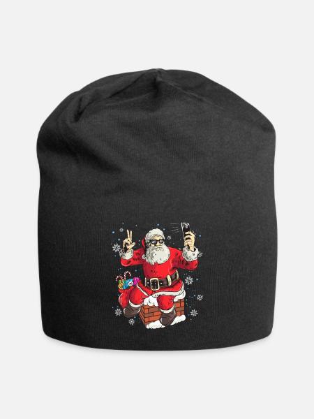 Lustiger Weihnachtsmann Foto Fotografieren - Jersey-Beanie - Schwarz