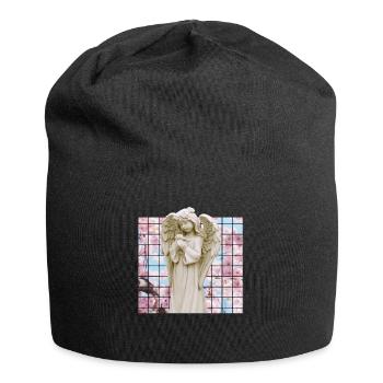 Vaporwave Angel Marble-Statue mit Japaner - Jersey-Beanie - Schwarz - Vorne